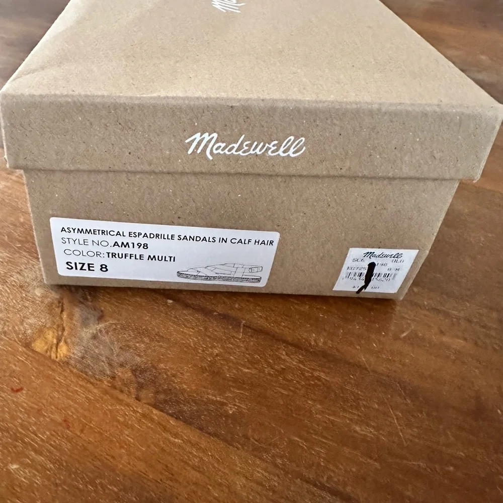 Madewell asymmetrical espadrille sandals in calf‎ hair ladies size 8 NEW AM198